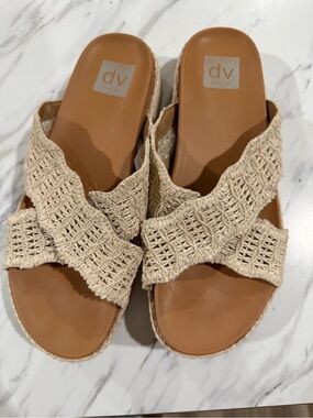 DV by Dolce Vita Beige Woven Slide Mules